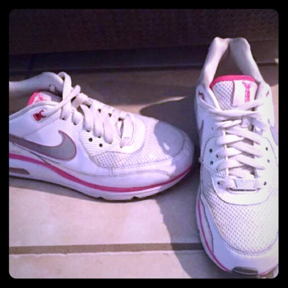 RARE WOMEN'S NIKE AIR MAX 90 WHITE, PINK, Silver